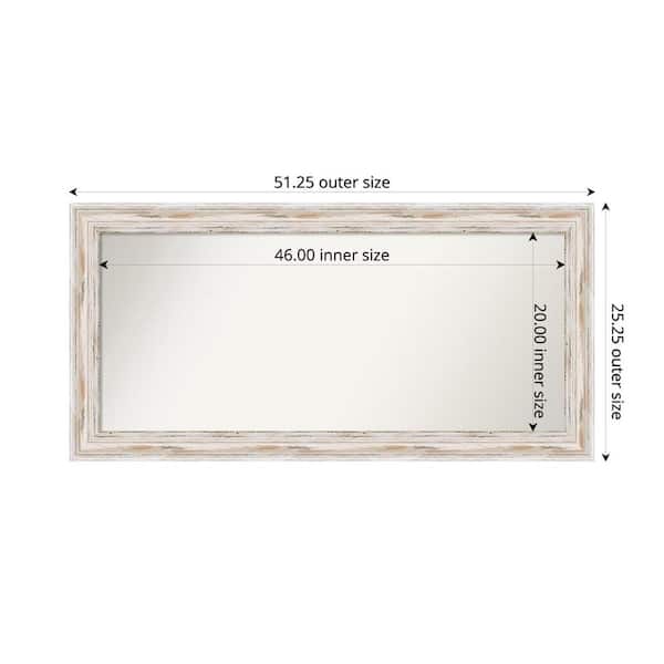 Amanti Art Alexandria White Wash 51.25 in. x 25.25 in. Custom Non-Beveled Wood Framed Bathroom Vanity Wall Mirror