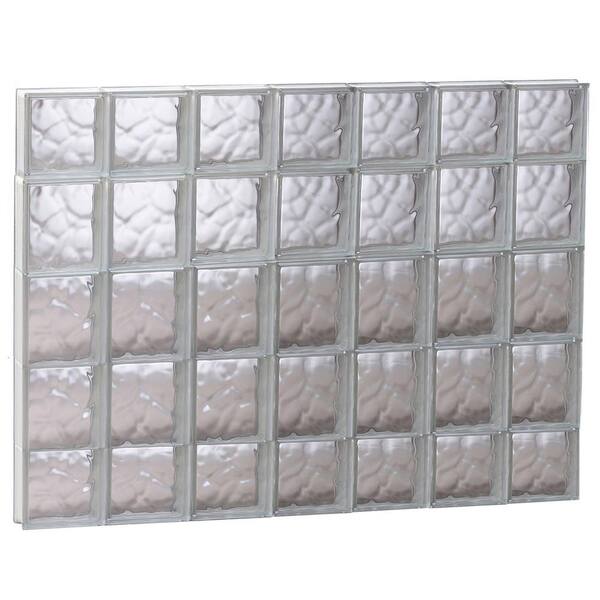Clearly Secure 40.25 in. x 34.75 in. x 3.125 in. Frameless Wave Pattern Non-Vented Glass Block Window