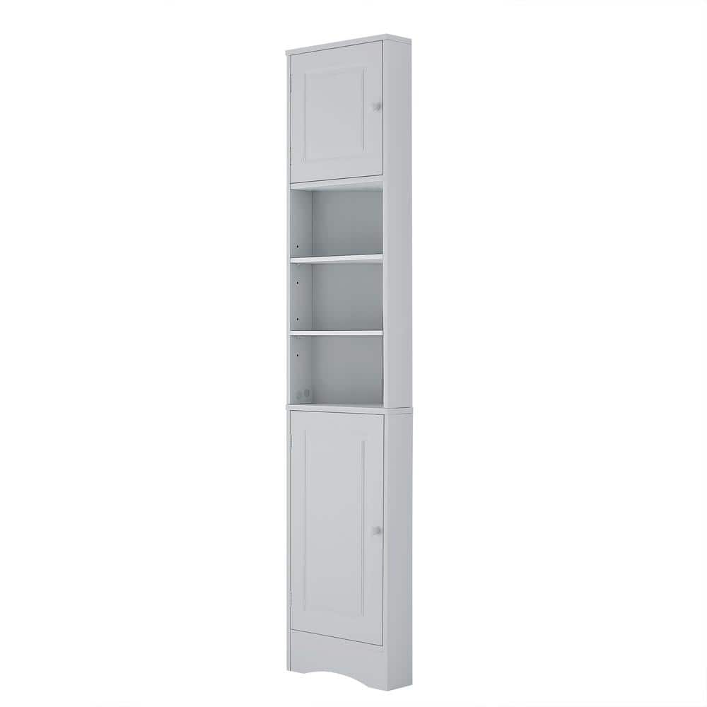 15 in. W x 9 in. D x 67 in. H Grey Freestanding Linen Cabinet Corner Cabinet with Two Doors and Adjustable Shelves price history on PriceWatchPro