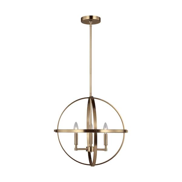 Exmoore 3-Light Satin Brass Craftsman Orb Pendant Light