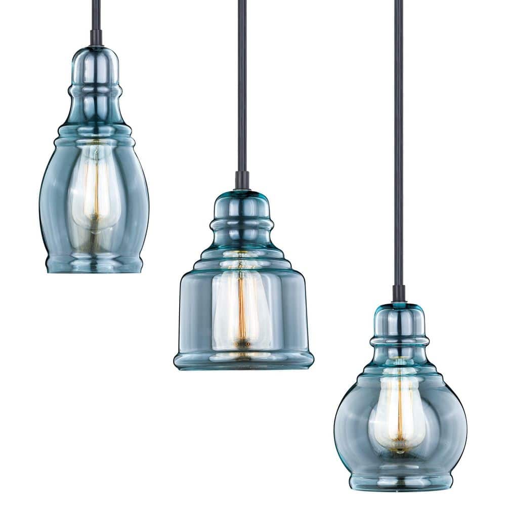Millie Satin Nickel and Bronze 3-Light Farmhouse Pendant