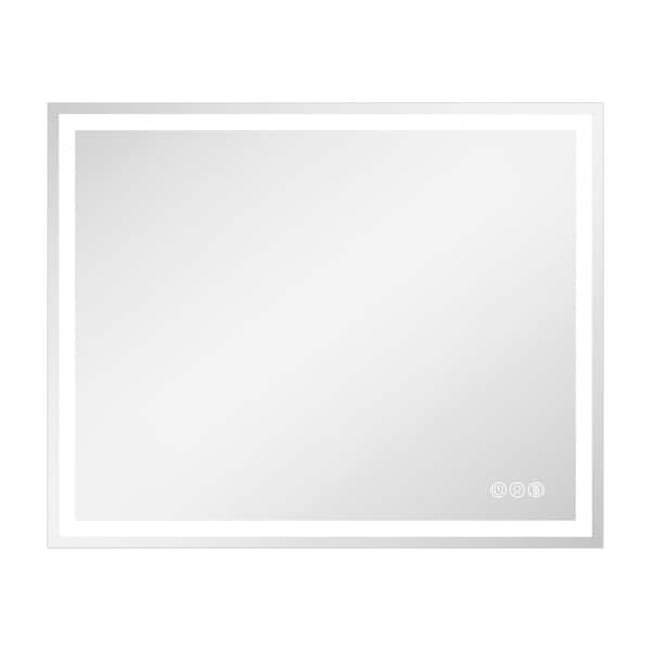 40 in. W x 32 in. H Rectangular Frameless LED Wall Bathroom Vanity Mirror, Tempered Glass