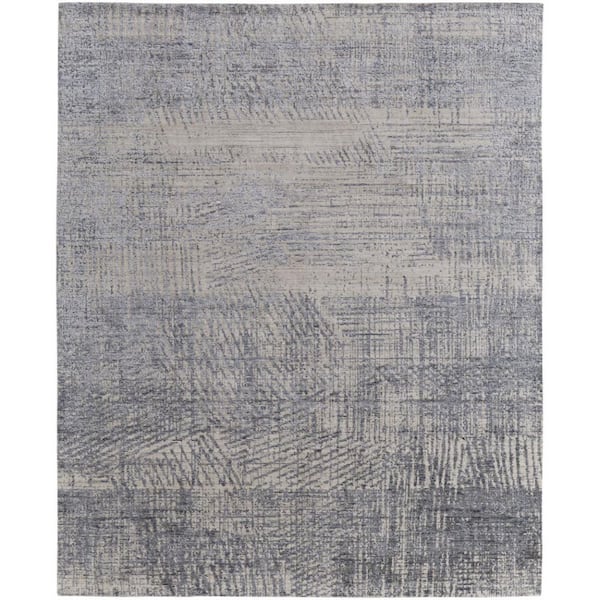 10 ft. x 14 ft. Gray, Ivory, Blue Abstract Area Rug
