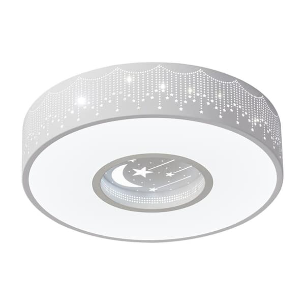 aiwen 15.7 in. 1-Light White Simple Circle Star Creative Design 20-Watt Integrated LED Flush Mount Ceiling Light
