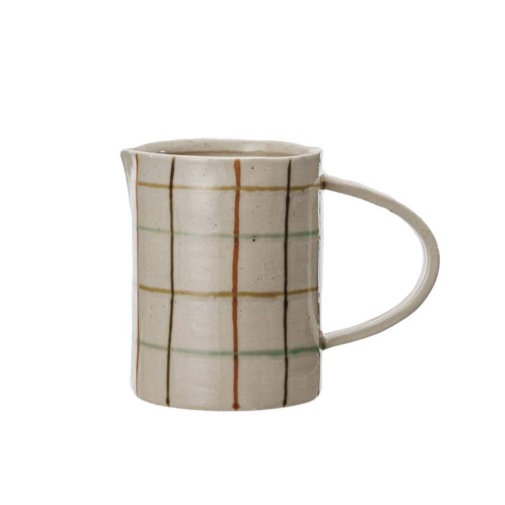 Storied Home 32 oz. Multicolor Stoneware Checkered Pitcher