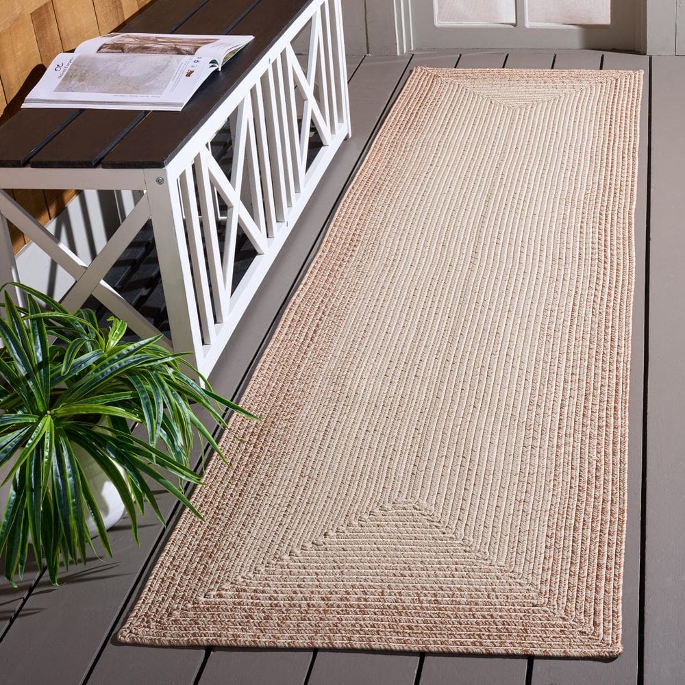 Braided 2 ft. x 8 ft. Ivory/Beige Border Gradient Washable Indoor/Outdoor Runner Rug price history on PriceWatchPro