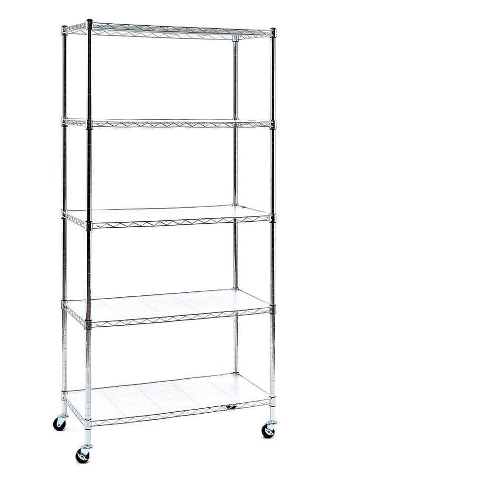 Chrome 5-Tier Rolling Carbon Steel Wire Garage Storage Shelving Unit with Casters (30 in. W x 63 in. H x 14 in. D) price history on PriceWatchPro