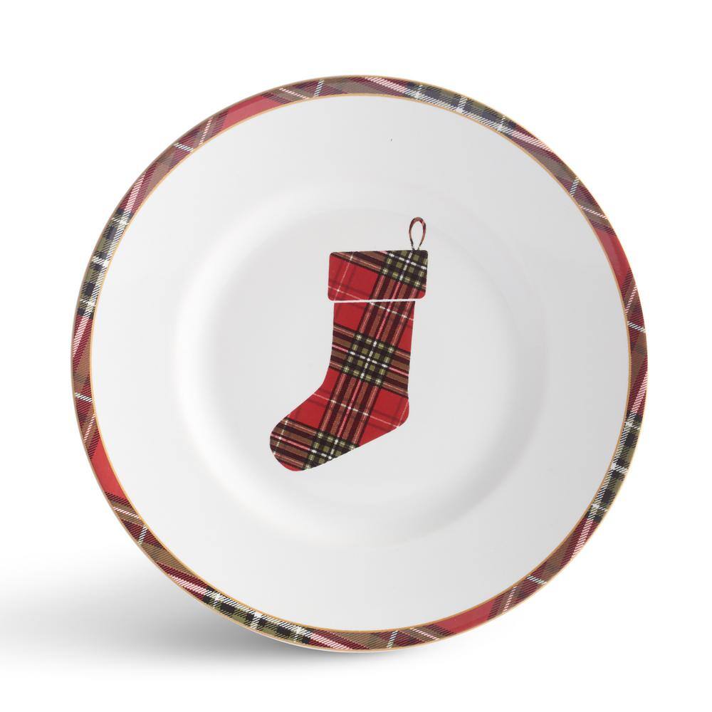 Wexford Red Plaid Holiday Porcelain Dinnerware Set, 12-Piece