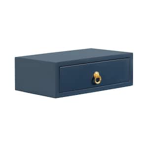 Decklyn 18.00 in. Navy Blue Rectangle MDF Glam End Table