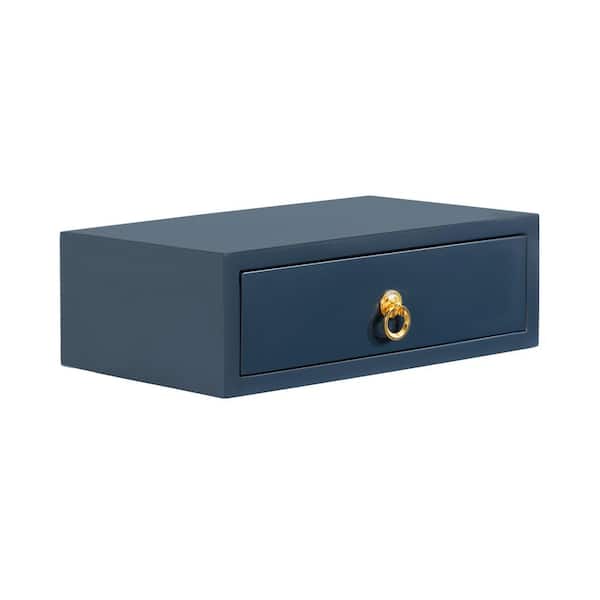 Kate and Laurel Decklyn 18.00 in. Navy Blue Rectangle MDF Glam End Table