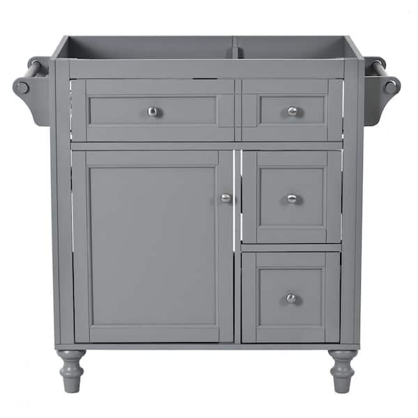 30 in. Freestanding Bath Vanity Cabinet without Top in Grey, Drawer Slides, Diverse Storage Functions
