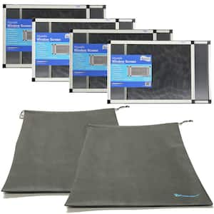 15 in. x 21 in. 4 Expandable Fiberglass Window Screens and Storage Bags, Adjustable to Vertical or Horizontal Openings