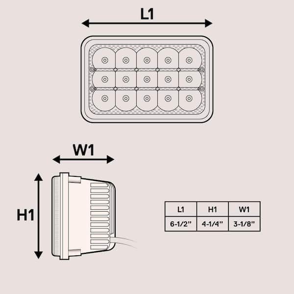 BIBIVIS 2-Piece Black 6/4 x 6 in. LED Square Dual Light BIBIVIS 2-Piece Black 6/4 x 6 in. LED Square Dual Light