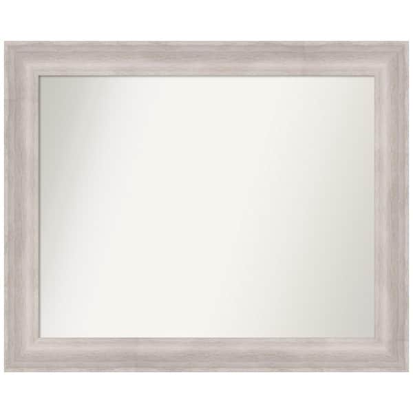 Amanti Art Beachwood Grey 33 in. x 27 in. Non-Beveled Coastal Rectangle Wood Framed Bathroom Wall Mirror in Gray