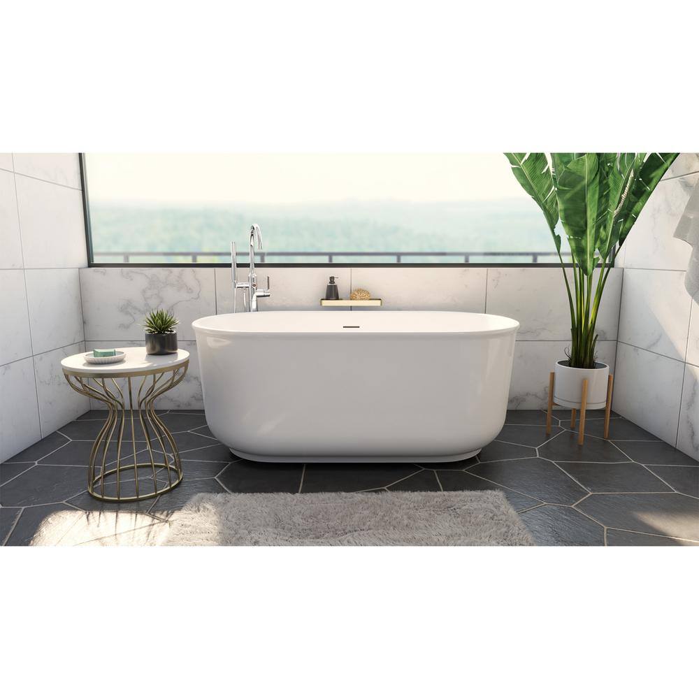 Alliance Pro 67" White Acrylic Freestanding Oval Bathtub