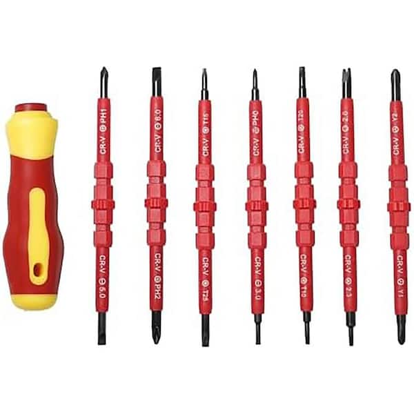 Yichuhaoxi 7-in-1 7.67 in. Shank 7 Bit Red Insulated Precision ...
