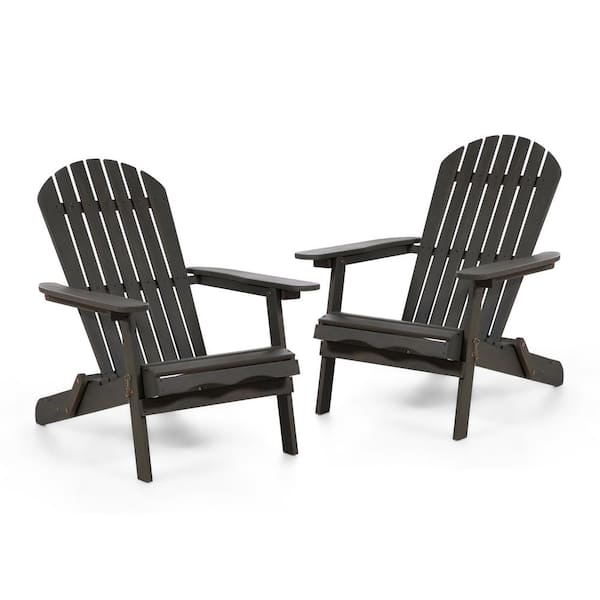 GREEMOTION Elk Weathered Gray Eucalyptus Wood Folding Adirondack Chair Set of 2