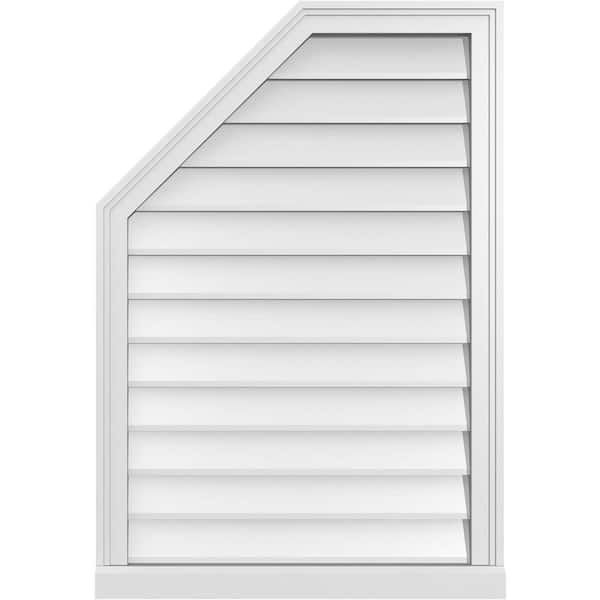Ekena Millwork 26 in. x 38 in. Octagonal Surface Mount PVC Gable Vent: Decorative with Brickmould Sill Frame