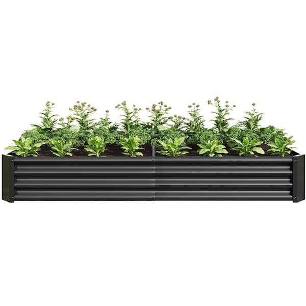 ToolCat Large 71 in. L Black Metal Rectangular Outdoor Raised Garden Bed Vegetables Flowers Planter Bed (1-Pack)