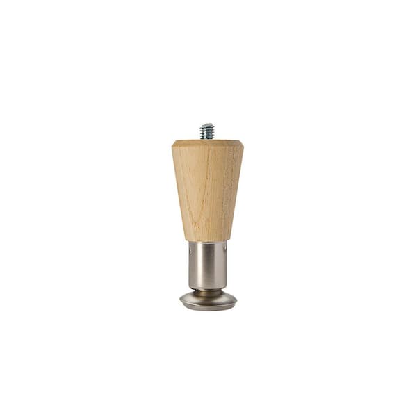 Waddell 4 in. Round Taper Table Leg with Hanger Bolt - 1.5 in. Dia. Tapers to 0.875 in. - Unfinished Hardwood - Self Leveling