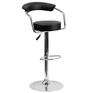 33.25 in. Adjustable Height Black Cushioned Bar Stool