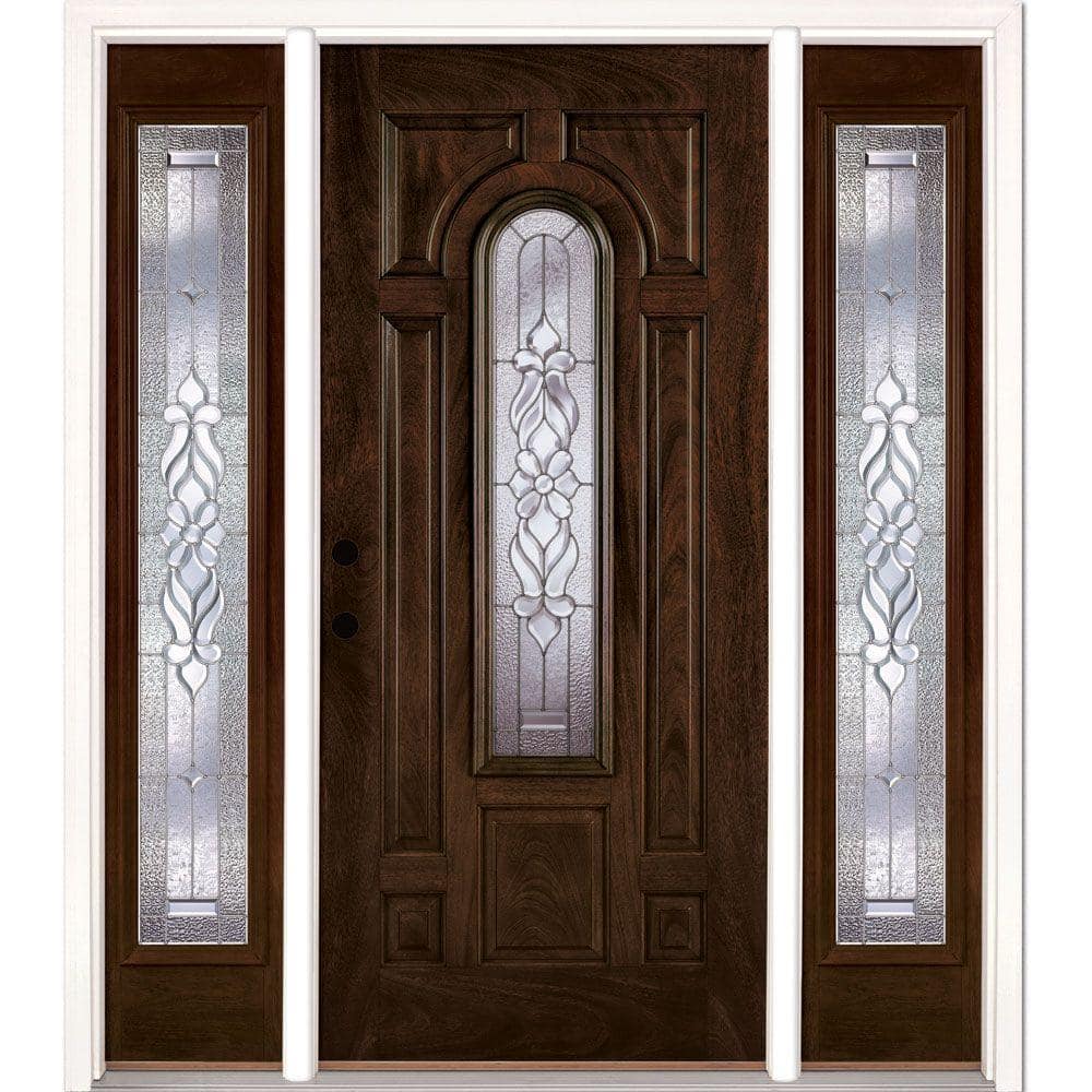 63.5 in. x 81.625 in. Lakewood Zinc Stained Chestnut Mahogany Right-Hand Fi