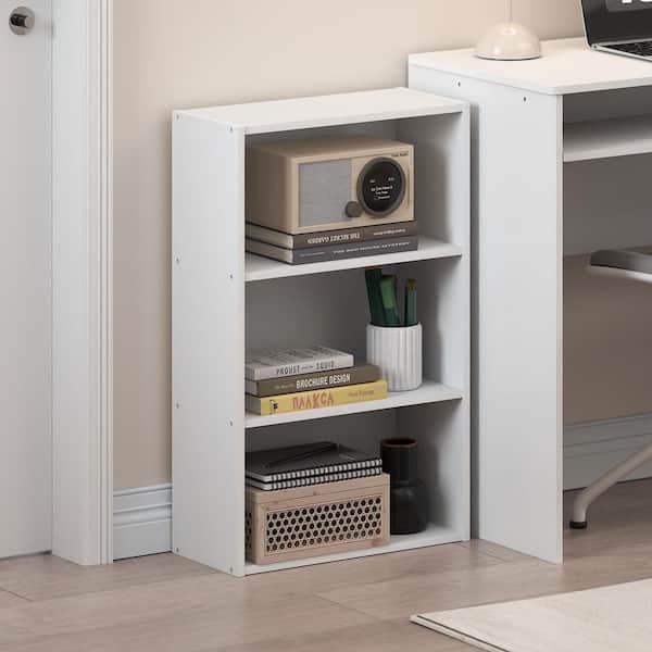 Basic 26.42 in. Tall White Wood 3-Shelf Bookcase
