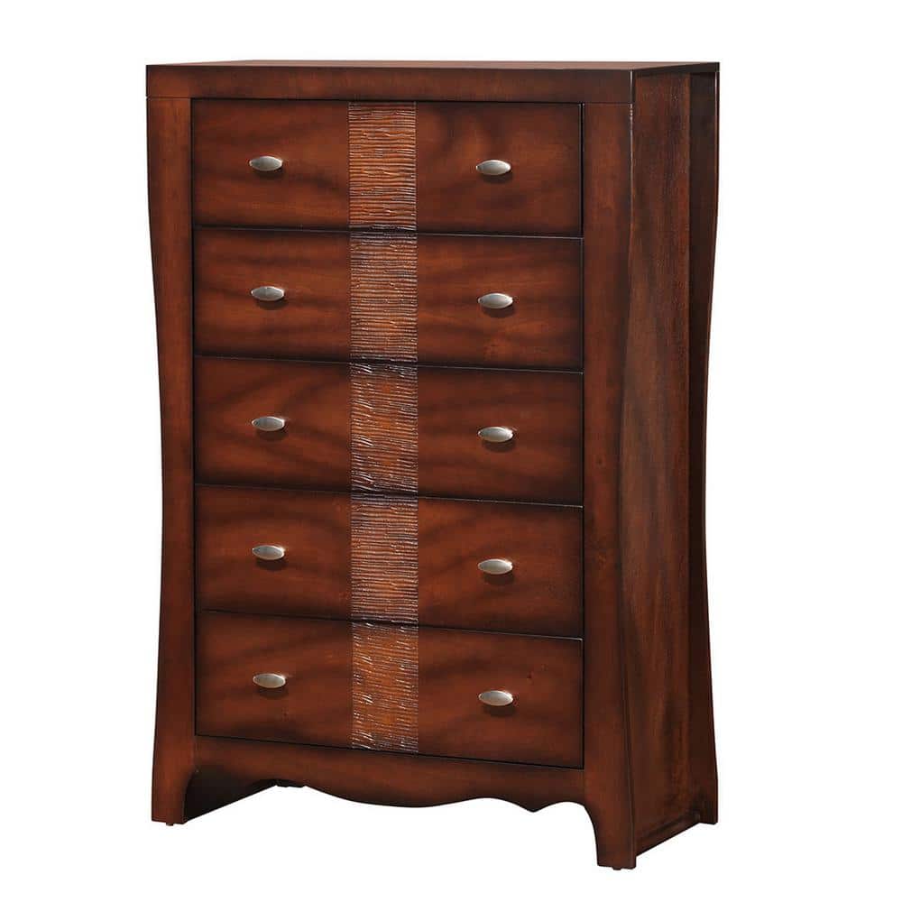 Espresso Transitional 5-Drawer Chest with Soft Close and Lock