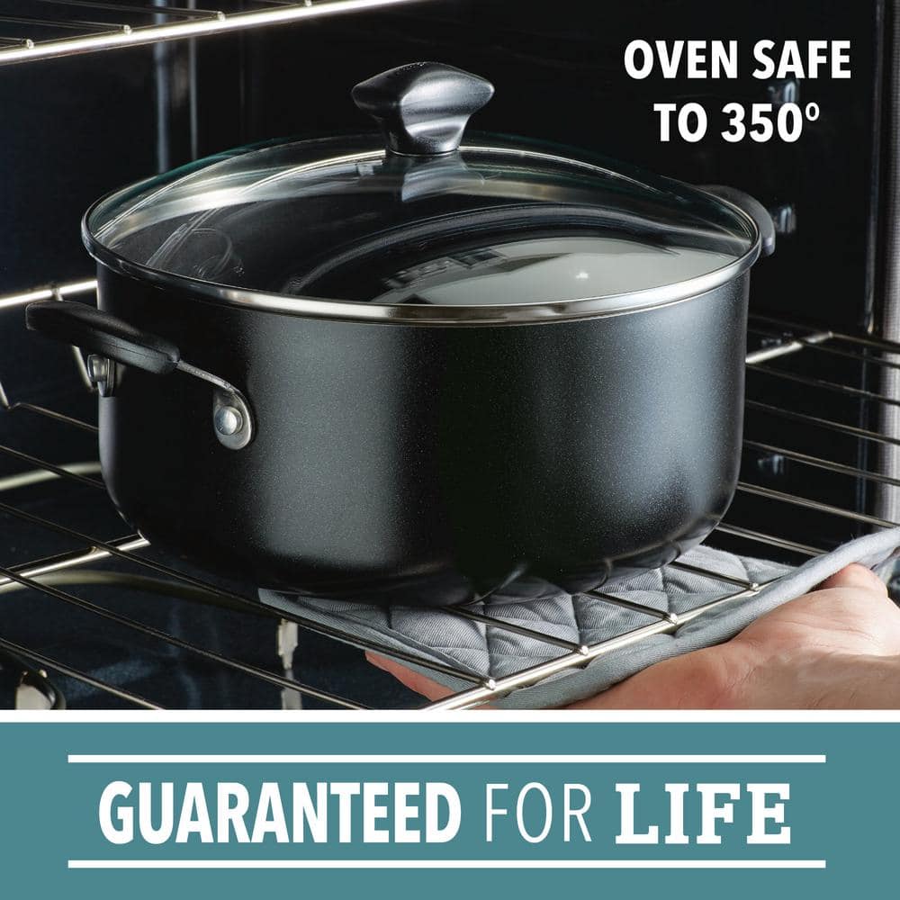 Farberware 10.5 Quart Black Aluminum Nonstick Stockpot with Glass Lid
