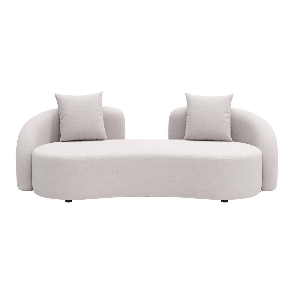 Beige Curved Three-Seat Outdoor Loveseat with Cushions
