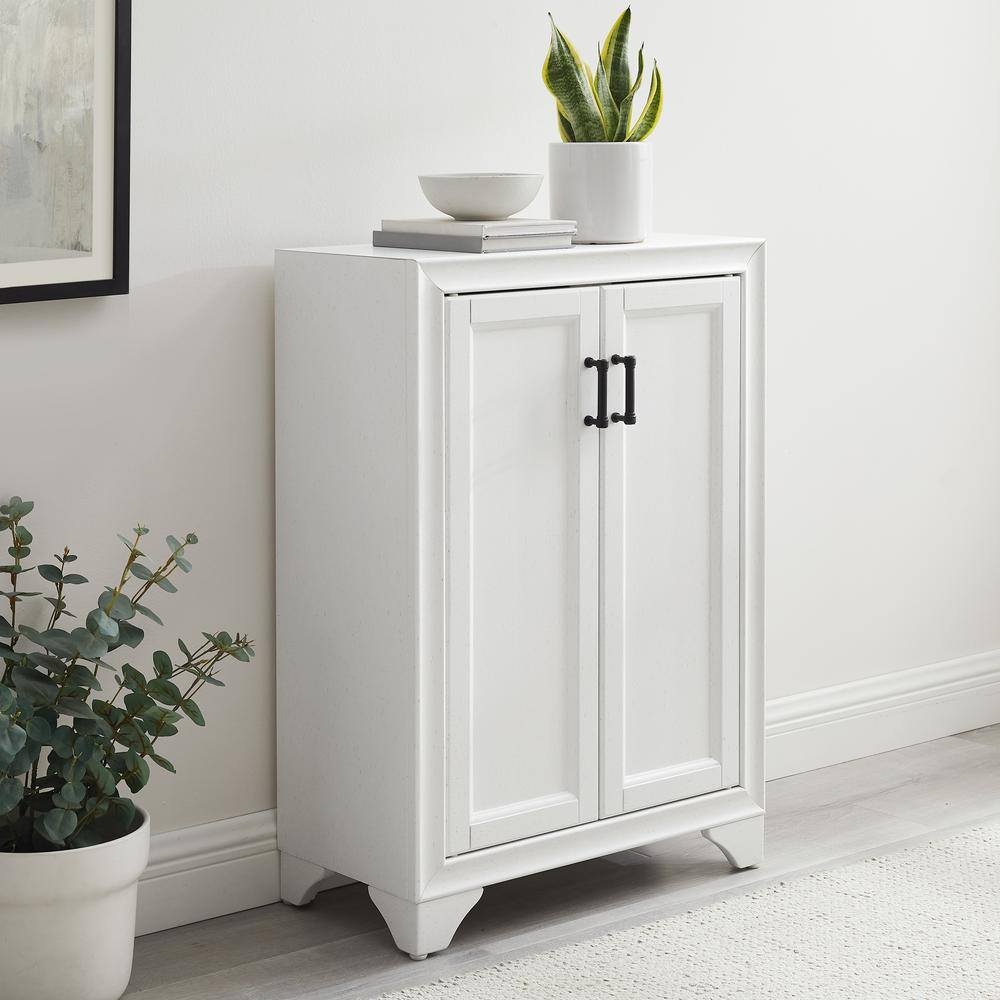 White Wooden Bathroom Accent Cabinet with Adjustable Shelving