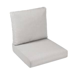 27 in. x 23 in. x 5 in., 2-Piece Deep Seating Outdoor Dining Chair Cushion in Sunbrella Essential Flax