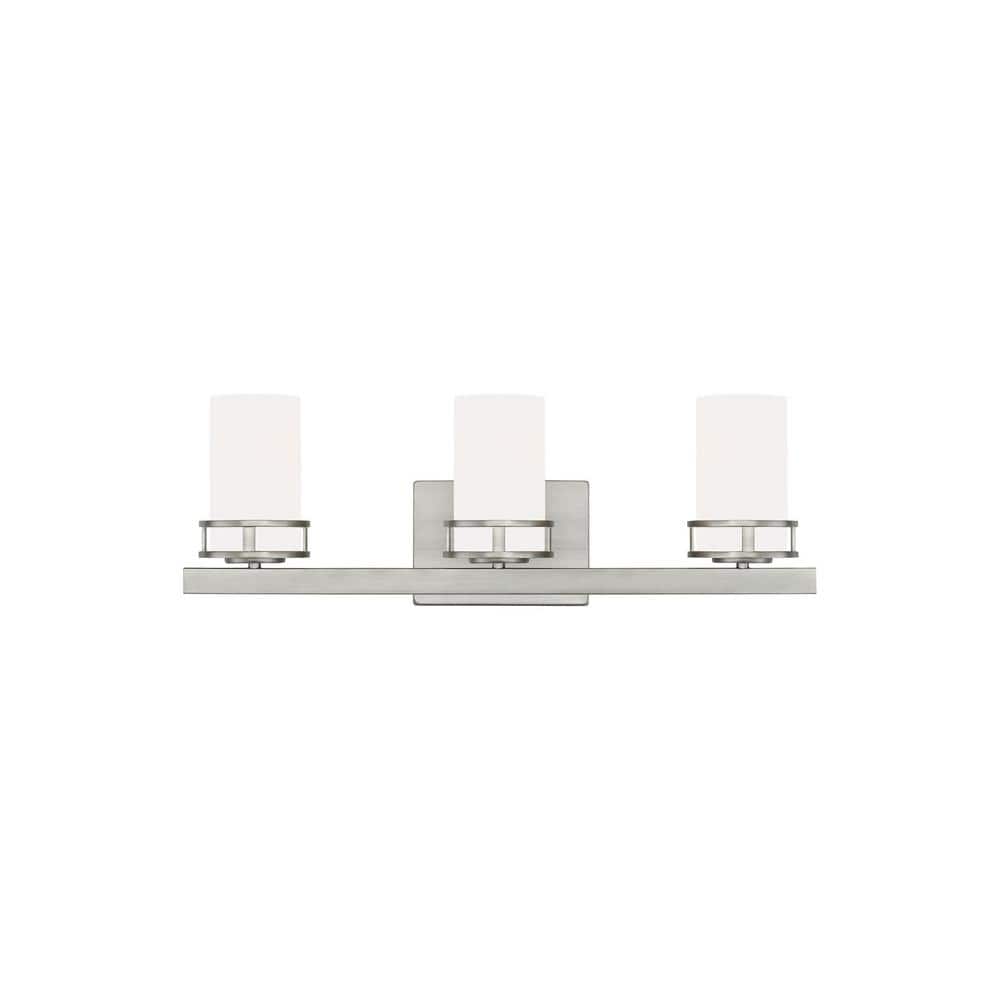 Robie Brushed Nickel 3-Light Vanity Fixture with Etched Glass