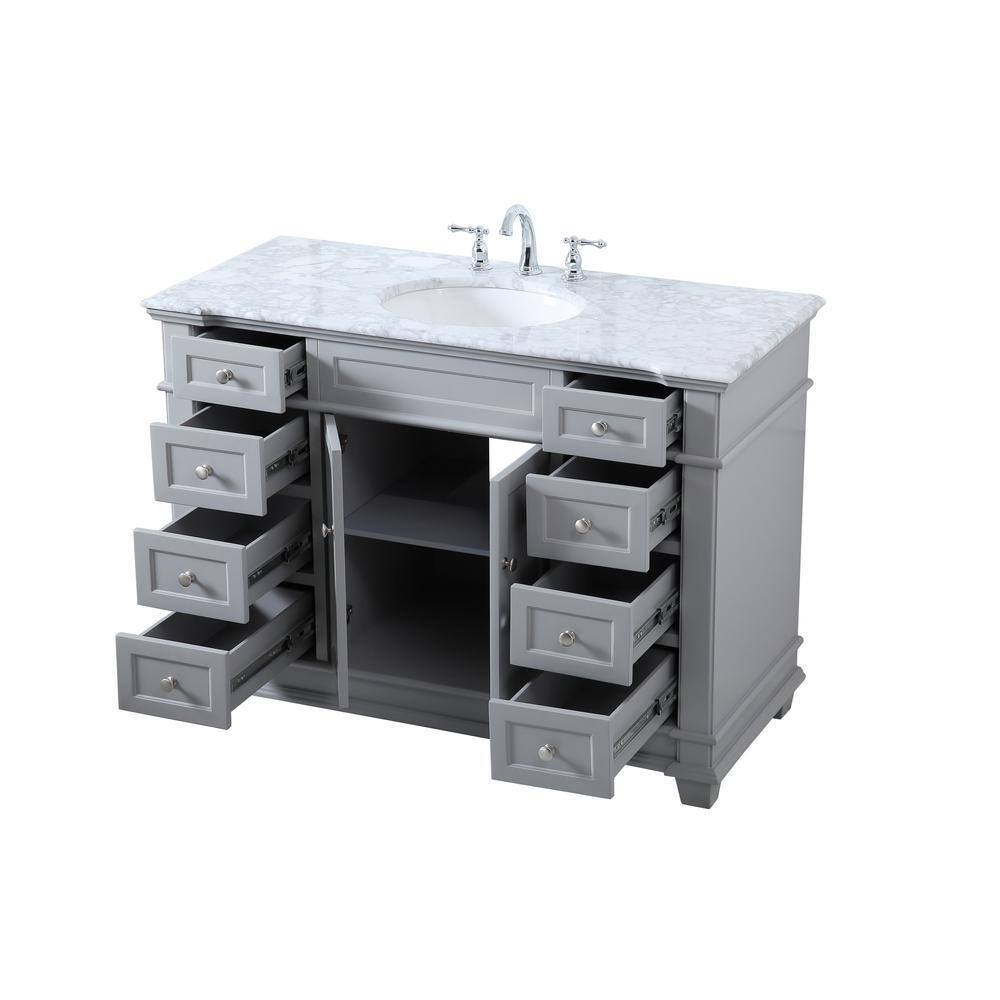 Wesley 48" Gray Solid Wood and Marble Single Bathroom Vanity