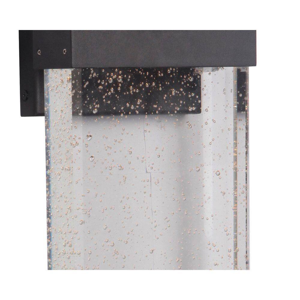 Textured Matte Black and Clear Glass LED Wall Sconce