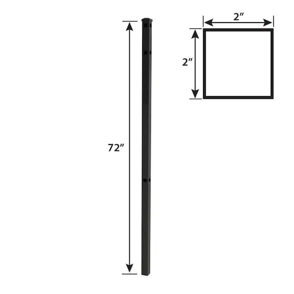 FORGERIGHT Vinings 2 in. x 2 in. x 6 ft. Black Aluminum Fence Corner Post with Flat Cap