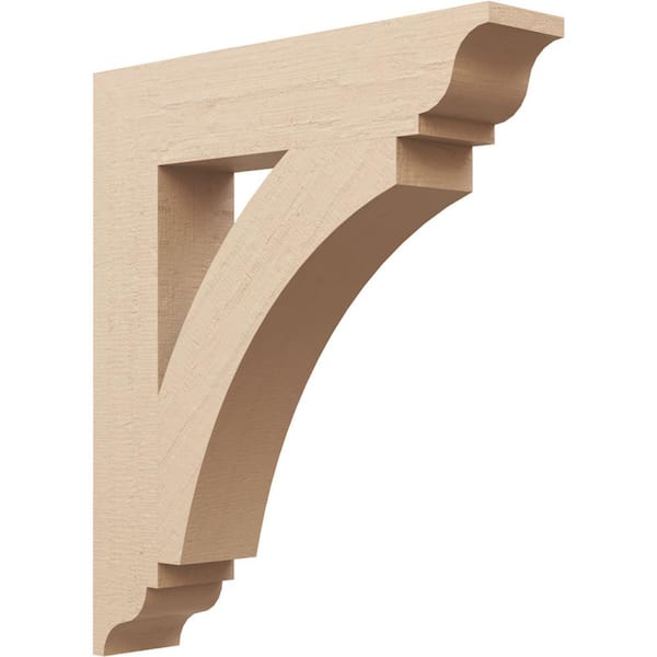 Ekena Millwork 5.5 in. x 32 in. x 28 in. Thorton Traditional Rough Cedar Woodgrain Timberthane Polyurethane Bracket, Primed Tan