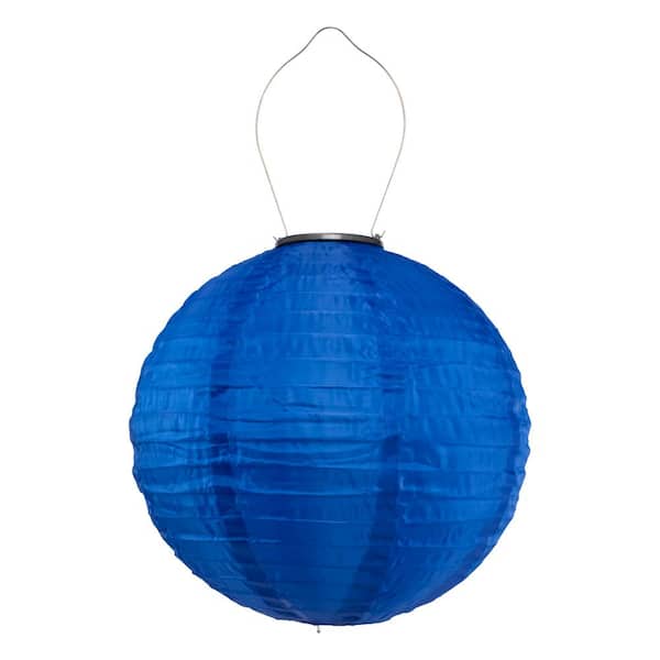 ALLSOP Soji 1-Light Original 12 in. Cerulean Blue Round Integrated LED Hanging Outdoor Nylon Solar Lantern Light
