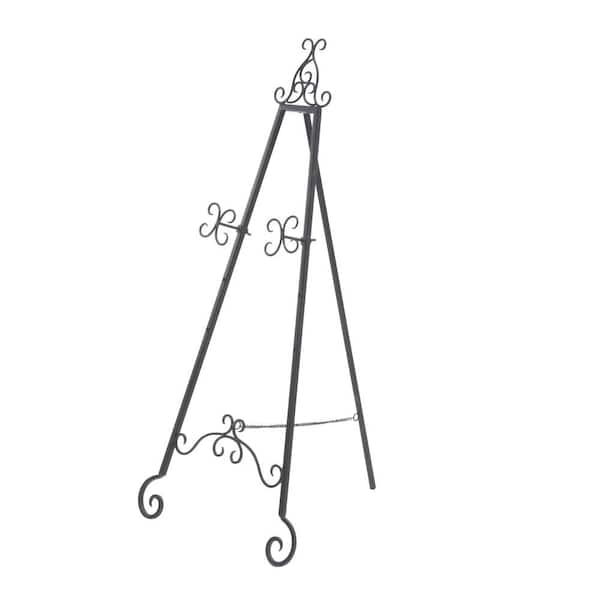 Decmode 46 in. Iron Black Scrolled Easel