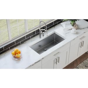 Bryn Stainless Steel 16- Gauge 36 in. Single Bowl Undermount Kitchen Sink Workstation with Bottom Grid, Drain