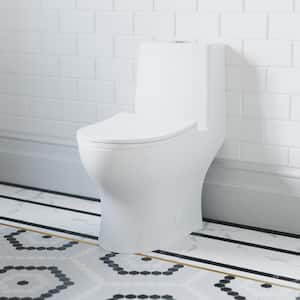 Ivy 1-Piece 1.1/1.6 GPF Dual Flush Elongated Toilet in Glossy White, Seat Included