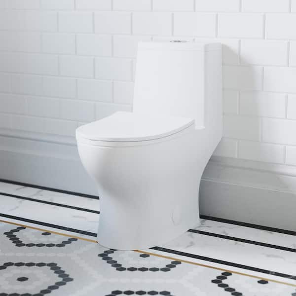 Swiss Madison Ivy 1-Piece 1.1/1.6 GPF Dual Flush Elongated Toilet in Glossy White, Seat Included