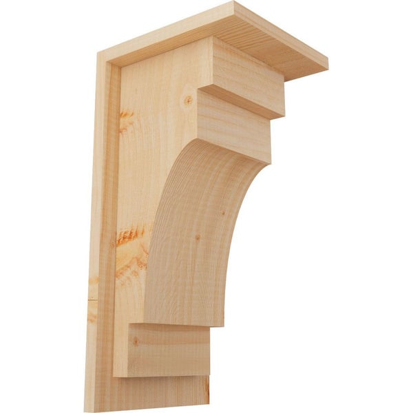 Ekena Millwork 7-1/2 in. x 8 in. x 16 in. Douglas Fir Mediterranean Smooth Corbel with Backplate