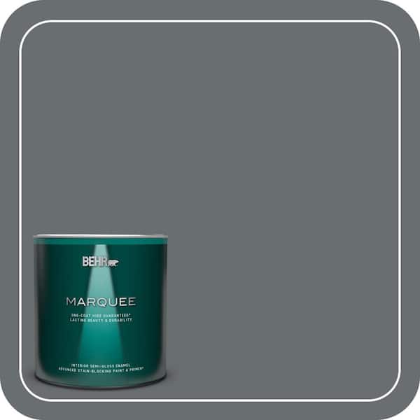 BEHR MARQUEE 1 qt. #PPF-49 Platinum Gray Semi-Gloss Enamel Interior Paint & Primer