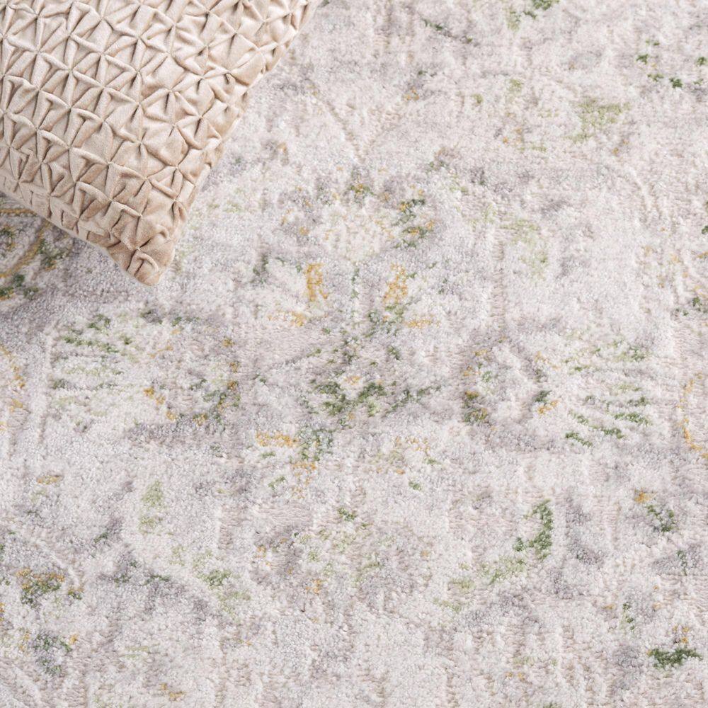Palma 3' x 3' Beige and Green Oriental Synthetic Rug