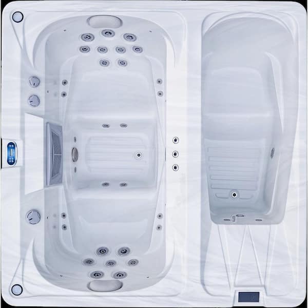 3-Person Hot and Cold Spa Combination with 32 Jets 240-Volt Cold Plunge and Hot Tub with Cover and Steps