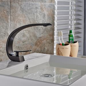 C-Shape Low Arc Single Handle Single Hole Bathroom Faucet in Matte Black