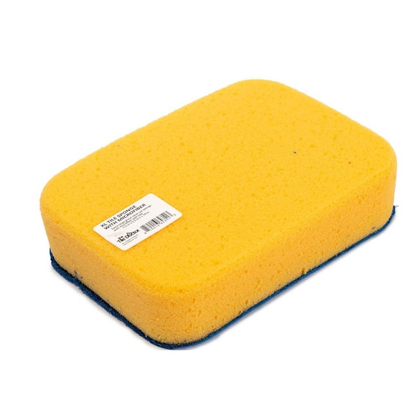 XL Tile Sponge with Microfiber Tile Grout Sponge with Cloth (50-Pack), One Side Yelow Other Side Blue