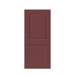 30 in. x 80 in. 2-Panel Hollow Core Maroon Stained Composite MDF Round Top Interior Door Slab for Pocket Door