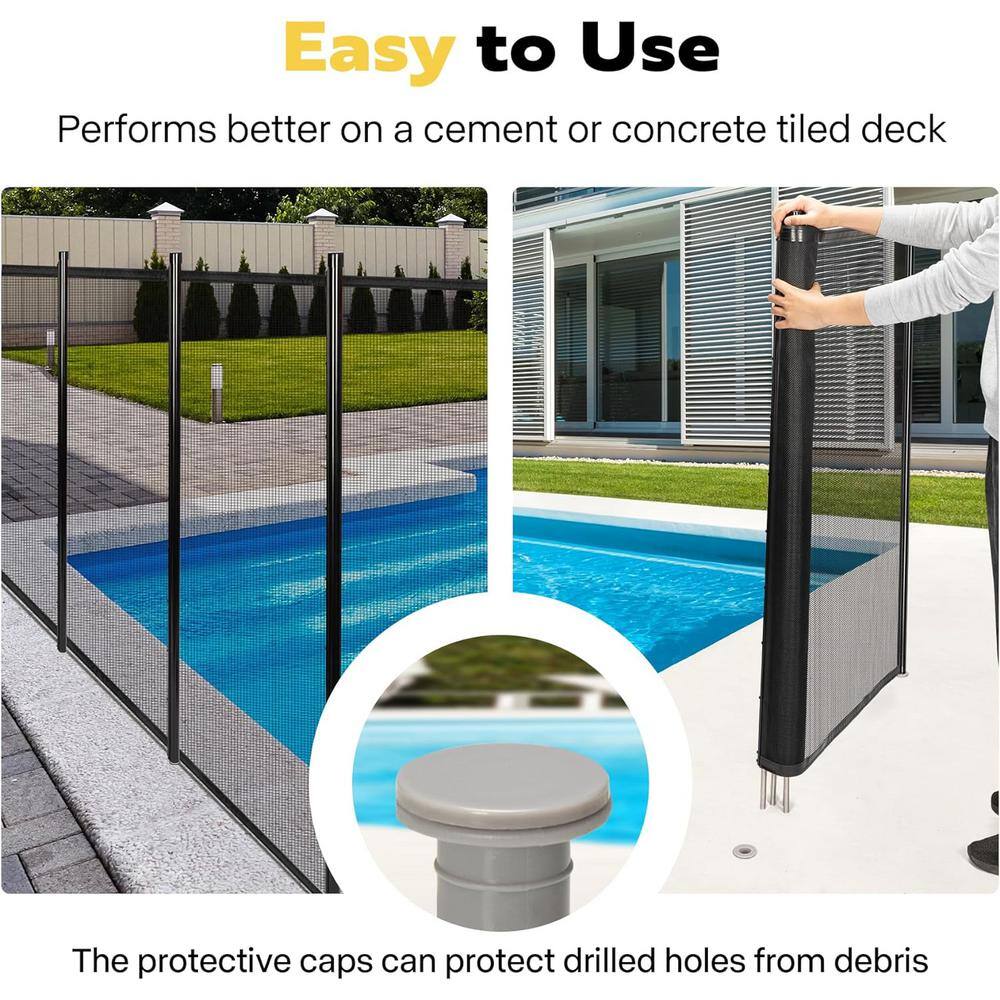 Black Aluminum and Mesh 4 ft. x 12 ft. Pool Safety Fence